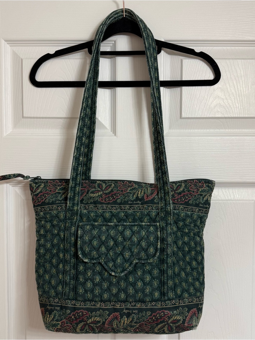 Vintage Vera Bradley Quilted Dark Green Paisley Shoulder Bag